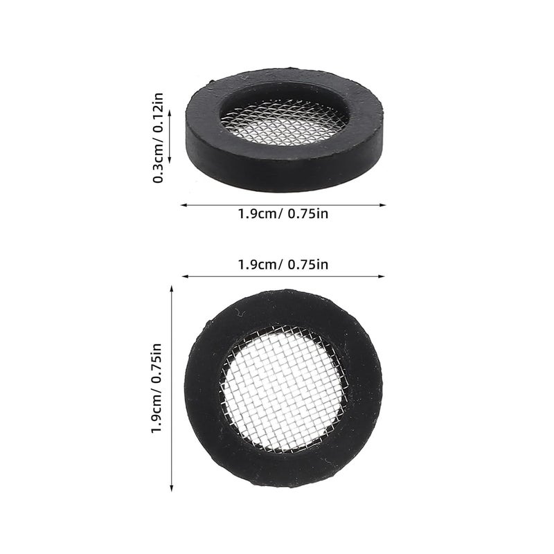 24Pcs Black Rubber Gasket with Screen Mesh 1 2 Inch Filter Washer for Shower Hose Faucet Water Pipes - Image 2